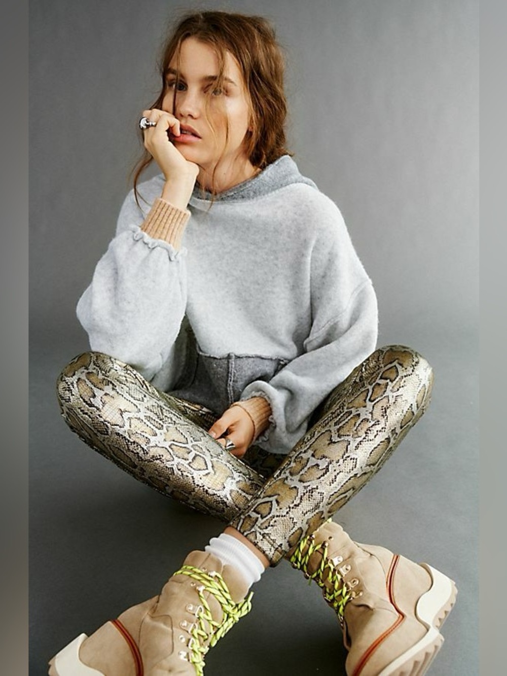 FREE PEOPLE Rio Gold Python Mid Rise Pants Size Small - Picture 6 of 6